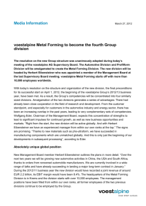 voestalpine Metal Forming to become the fourth Group division