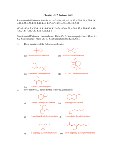 Chemistry 217, Problem Set 5 Recommended Problems from the text