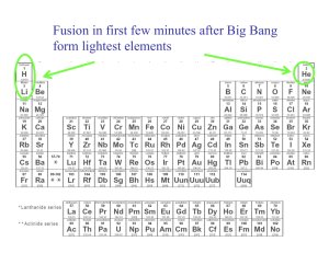 Fusion in first few minutes after Big Bang form lightest elements