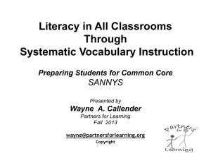 Literacy in All Classrooms Through Systematic Vocabulary Instruction