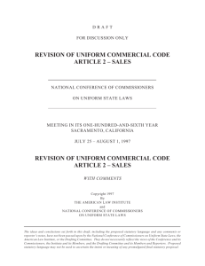REVISION OF UNIFORM COMMERCIAL CODE ARTICLE 2