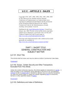 Uniform Commercial Code - Article 2