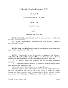 Colorado Revised Statutes 2013 TITLE 4