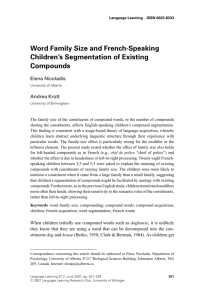 Word Family Size and French-Speaking Children's Segmentation of