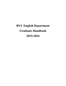 BYU English Department Graduate Handbook 2015-2016