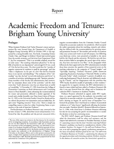 Academic Freedom and Tenure: Brigham Young University