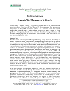 Position Statement Integrated Pest Management in Forestry