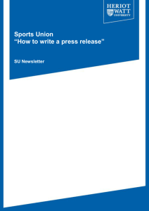Sports Union “How to write a press release” - Heriot