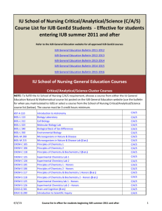 IU School of Nursing Critical/Analytical/Science (C/A/S) Course List