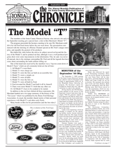 The Model “T” - Ionia County Historical Society