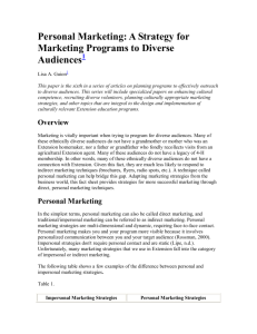 Personal Marketing: A Strategy for Marketing Programs to Diverse