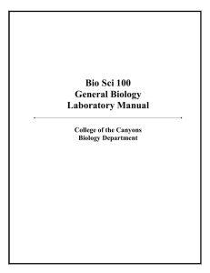 Bio Sci 100 General Biology Laboratory Manual