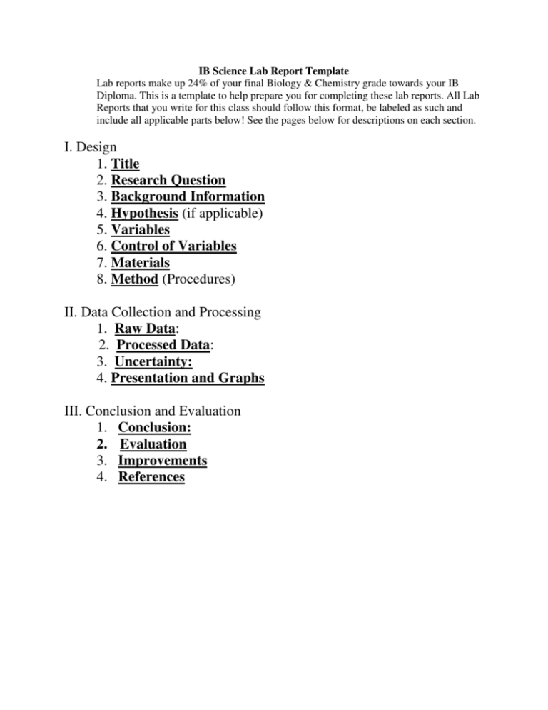 Lab report format