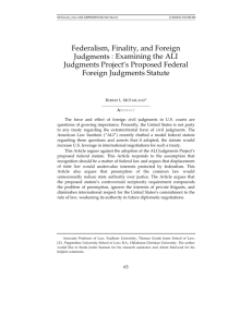 Federalism, Finality, and Foreign Judgments