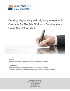 Drafting, Negotiating and Litigating Warranties In Contracts For The