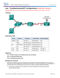 Lab - Troubleshooting NAT Configurations (Instructor Version)