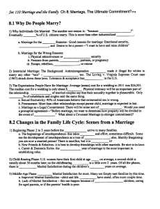 8.1 Why Do People Marry? 8.2 Changes in the Family Life Cycle