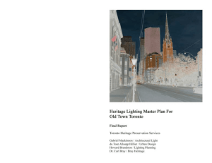 Heritage Lighting Master Plan for Old Town Toronto