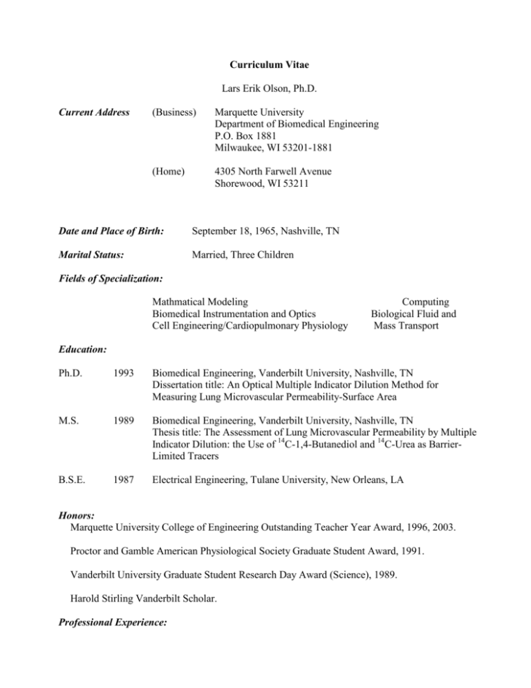 marquette university resume template