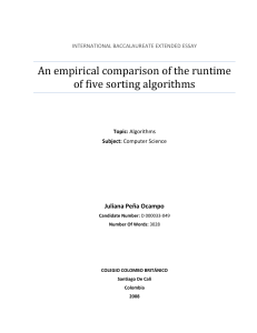 An empirical comparison of the runtime of five sorting