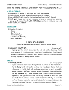 Lab - Eggsperiment Formal Lab Report Requirements & Checklist