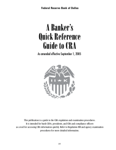 A Banker's Quick Reference Guide to CRA