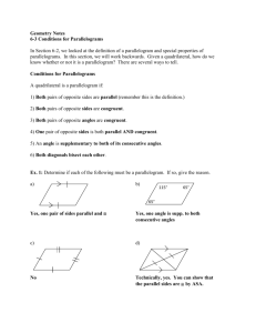 Geometry Notes 6-3 Conditions for Parallelograms In Section 6