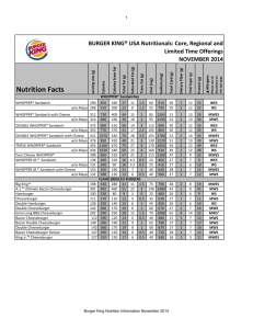 Nutrition Facts - Burger King®Delivery