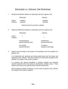 Electrolytic vs. Galvanic Cell Worksheet