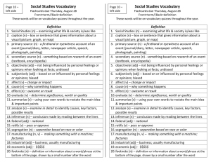 Social Studies Vocabulary Social Studies Vocabulary