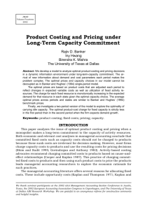 Product Costing and Pricing under Long