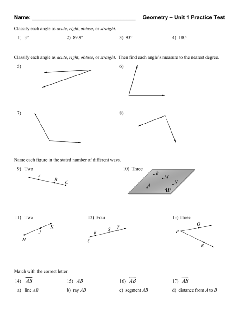unit 1 geometry basics homework 3 angle relationships