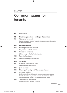 Common issues for tenants