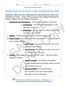 Student Hand-out on Literary Terms and Elements of a Story