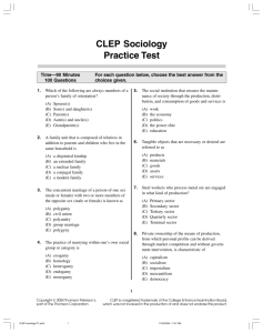CLEP Sociology Practice Test