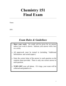 Chemistry 151 Final Exam