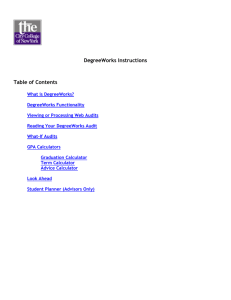 DegreeWorks Instructions Table of Contents