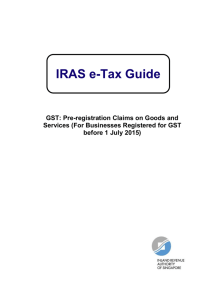 GST: Pre-registration Claims on Goods and Services