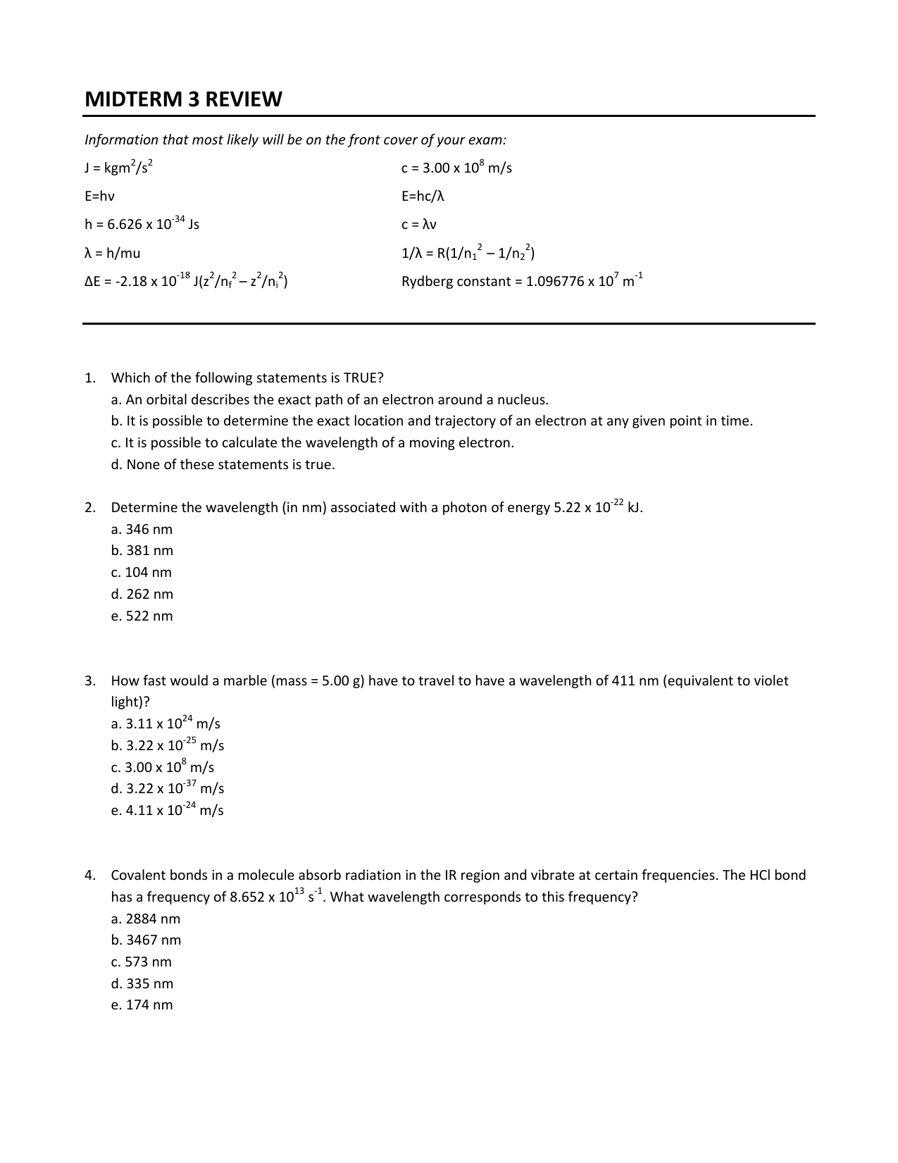 Midterm 3 Review