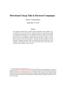 Directional Cheap Talk in Electoral Campaigns