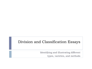Division and Classification Essays