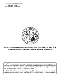 North Carolina Withholding Forms and Instructions for Tax Year 2016