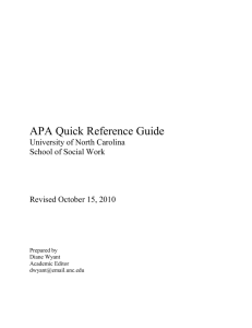 APA Quick Reference Guide - UNC School of Social Work