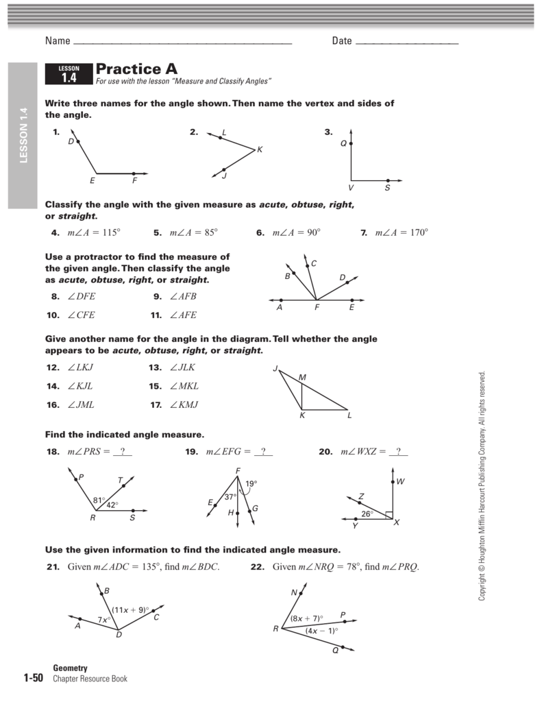 geometry assignment find the measure of each angle indicated answers