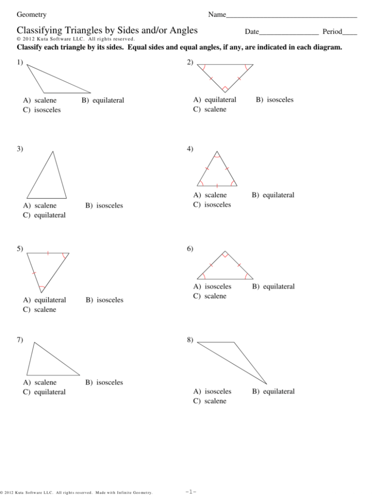 angles & triangles homework 4 answer key