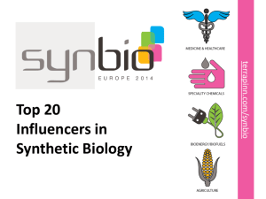 list of top influencers in Synthetic Biology