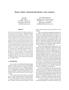 Memory Model = Instruction Reordering + Store Atomicity