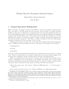 Writing Tips For Economics Research Papers∗