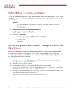 Problem Solving for the Insurance Industry Insurance Litigation