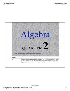 Linear Equations Examples from Algebra De Baldor were used 1